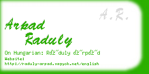 arpad raduly business card